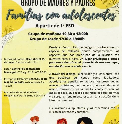 Familias con adolescentes: Grupos de Madres y Padres